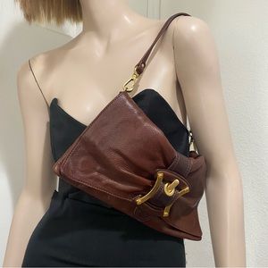 B. Makowsky 100% Genuine Leather Brandy Convertible Envelope Clutch Shoulder Bag